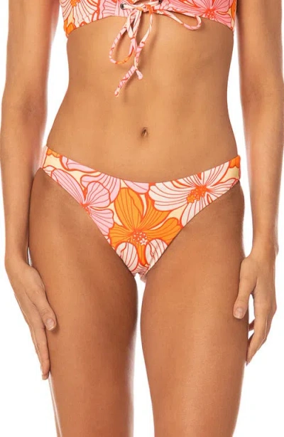 Maaji Retro Bloom Sublimity Reversible Bikini Bottoms In Orange