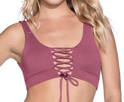 Maaji Reversible Lace Up 4-way Halter Bikini Top In Maa Juneberry In Pink