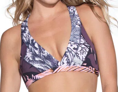 Maaji Reversible X-back Halter Bikini Top In Maa Hot Springs In Multi