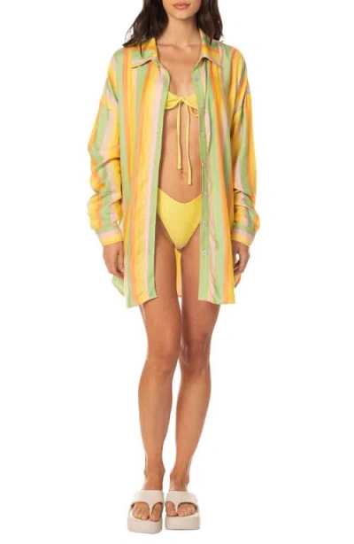 Maaji Rhythmic Lines Dreambound Cover-up Shirt In Multi