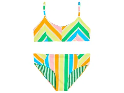 Maaji Rhythmic Lines Mahe Girls Swimwear (little Kids/big Kids) Girl's Swimwear Sets Open Yellow : 6 Littl In Green