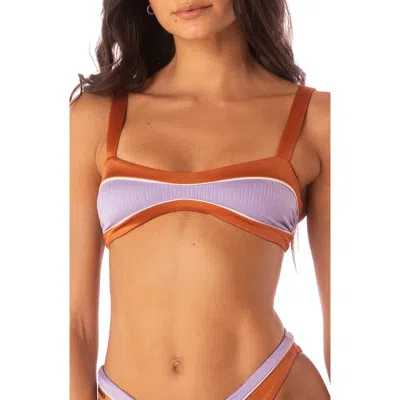 Maaji Satin Umber Headhunter Reversible Bikini Top In Copper