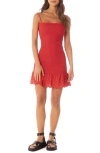 Maaji Scarlet Flex Zephyra Smocked Cover-up Mini Sundress In Red
