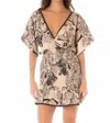 Maaji Sepia Fiori Fresia Short Dress In Beige/black In Multi