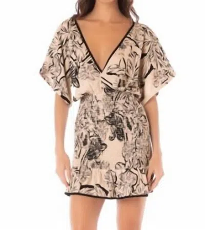 Maaji Sepia Fiori Fresia Short Dress In Beige/black In Multi