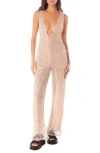 Maaji Sheashell Vivara Sequin Plunge Cover-up Jumpsuit In Beige Overflow