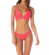 Maaji Shine Long Line Triangle Bikini Top In Cherry Crush In Pink