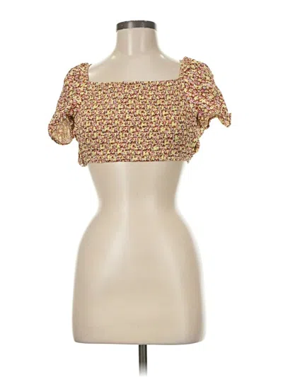 Pre-owned Maaji Short Sleeve Top Gold Sweetheart Neckline Tops