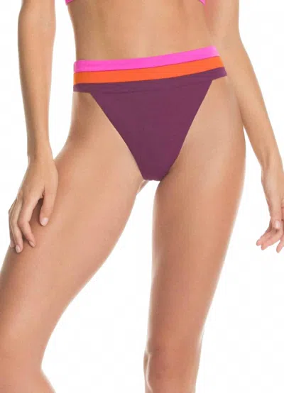 Maaji Sienna High Waist Banded Bikini Bottom In Purple In Animal Print