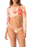 Maaji Spectacle Long Sleeve Crop Rashguard In Multi