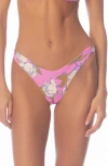 Maaji Splendor Pink Fiore High Cut Reversible Bikini Bottoms In Pink