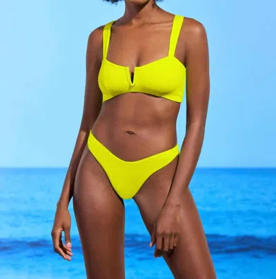 Maaji Splendour High Leg Bikini Bottom In Chartreuse In Yellow