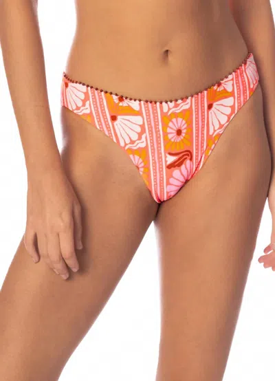 Maaji Sublimity Bikini Bottom In Peach Flowers In Red