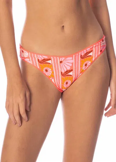 Maaji Sublimity Regular Rise Bikini Bottom In Fire Coral In Red