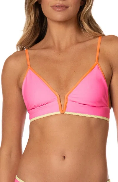 Maaji Sugar Sun Parade Reversible Triangle Bikini Top In Pink