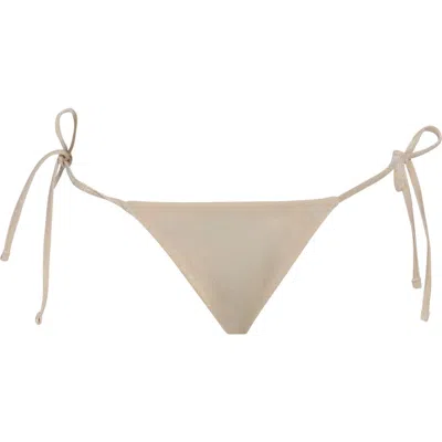Maaji Sunning Shimmer Side Tie Bikini Bottoms In White