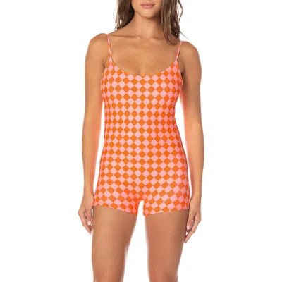 Maaji Sunset Grid Haze One-piece Swimsuit In Red