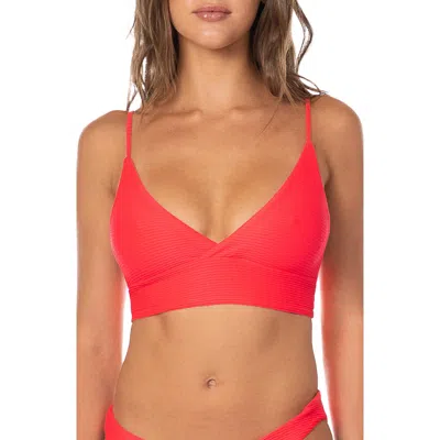 Maaji Sunset Punch Lace-up Bikini Top In Red