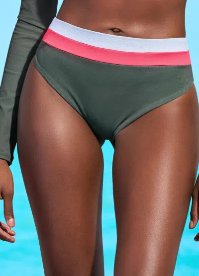 Maaji Suzy V High Rise Bikini Bottom In Crocodile Green In Multi