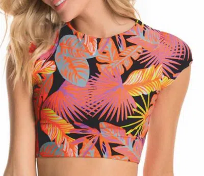 Maaji Swim Reversible Crop Top In Mahogany Palm In Pink