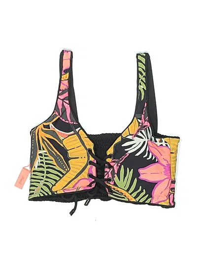 Pre-owned Maaji Swimsuit Top Black Tropical Pattern Swimwear