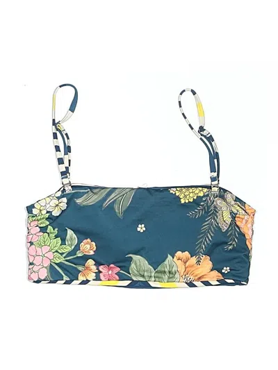 Pre-owned Maaji Swimsuit Top Blue Floral Pattern Swimwear