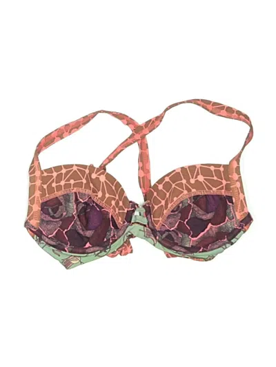 Pre-owned Maaji Swimsuit Top Brown Floral Pattern Swimwear