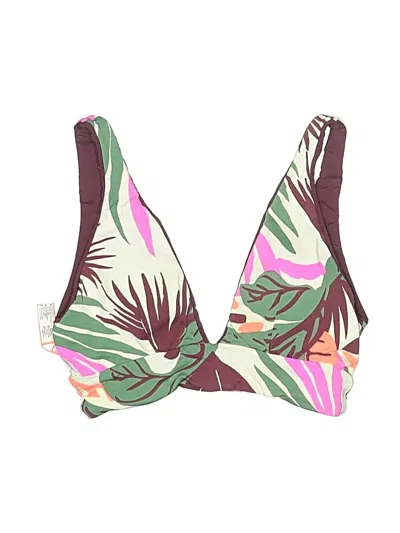 Pre-owned Maaji Swimsuit Top Brown Tropical Pattern Swimwear