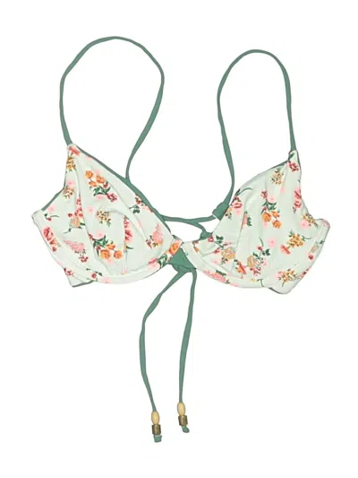 Pre-owned Maaji Swimsuit Top Green Floral Pattern Swimwear