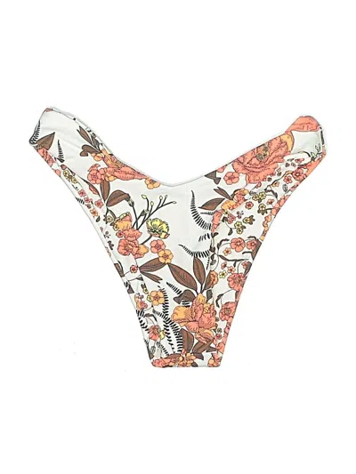 Pre-owned Maaji Swimsuit Top Ivory Floral Pattern Swimwear