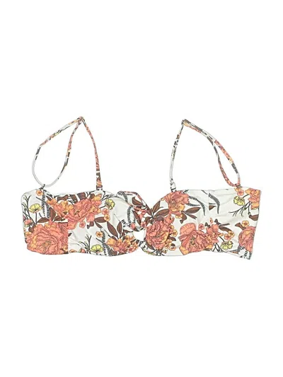 Pre-owned Maaji Swimsuit Top Ivory Floral Pattern Swimwear In White