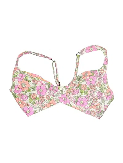Pre-owned Maaji Swimsuit Top Pink Floral Pattern Swimwear