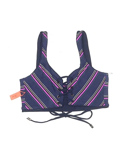 Pre-owned Maaji Swimsuit Top Purple Stripes Pattern Swimwear