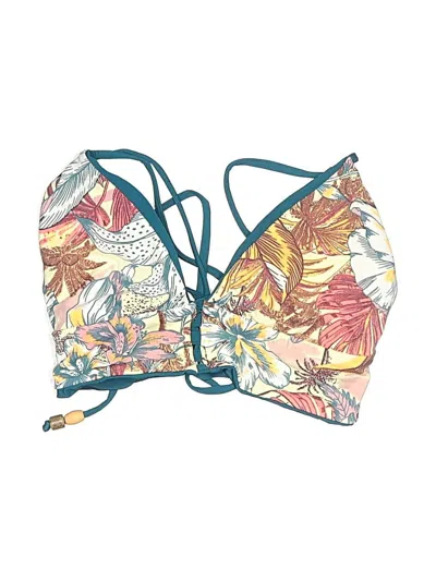 Pre-owned Maaji Swimsuit Top Teal Print Pattern Swimwear In Blue