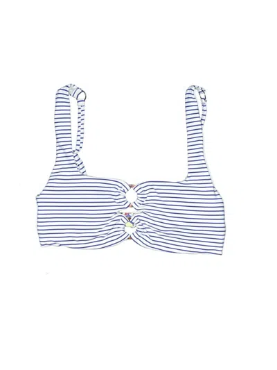 Pre-owned Maaji Swimsuit Top White Stripes Pattern Swimwear