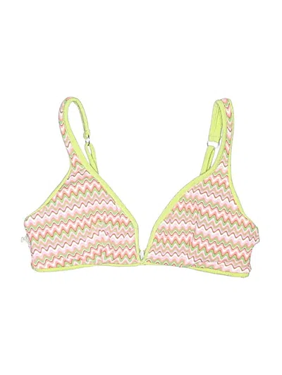 Pre-owned Maaji Swimsuit Top Yellow Chevron/herringbone Pattern Swimwear