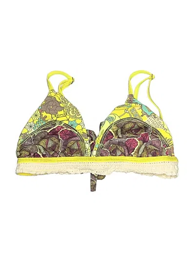Pre-owned Maaji Swimsuit Top Yellow Paisley Pattern Swimwear