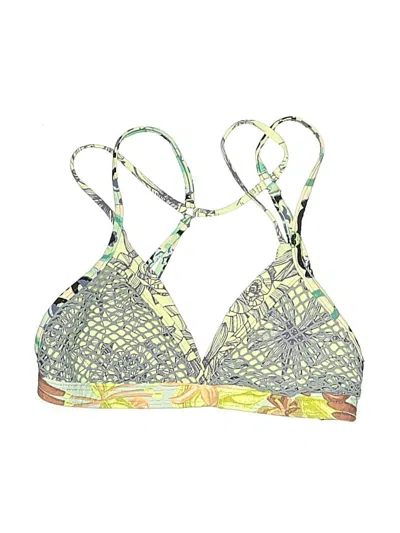 Pre-owned Maaji Swimsuit Top Yellow Print Pattern Swimwear