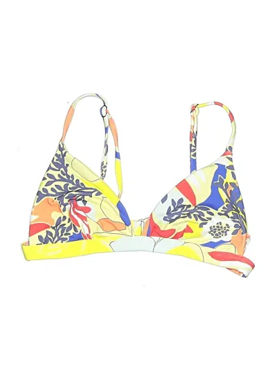 Pre-owned Maaji Swimsuit Top Yellow Print Pattern Swimwear