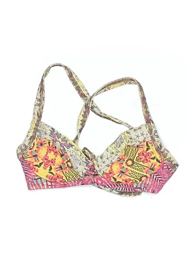 Pre-owned Maaji Swimsuit Top Yellow Print Pattern Swimwear