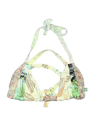 Pre-owned Maaji Swimsuit Top Yellow Tropical Pattern Swimwear