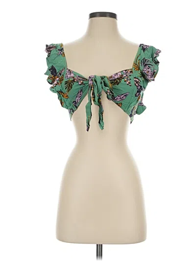 Pre-owned Maaji Tank Top Green Ruffles Neckline Tops