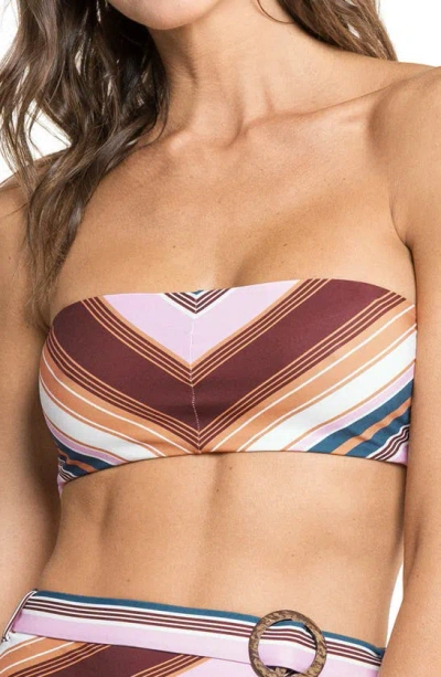 Maaji Tiffany Bayadere Stripes Bandeau Bikini Top In Burgundy Multi