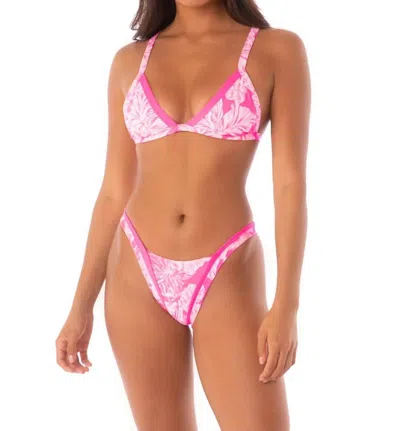 Maaji Trinity Regular Rise V Front Bikini Bottom In Pink Blossom In Multi