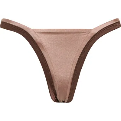 Maaji Trinity Reversible Bikini Bottoms In Brown