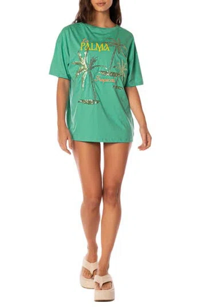 Maaji Tropical Green Azalea Cotton Cover-up T-shirt In Bright Green