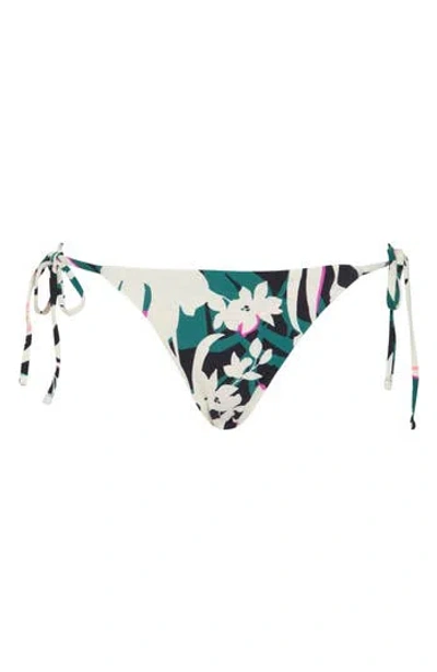 Maaji Tropical Leaves Side Tie Reversible Bikini Bottoms In Multicolor