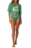 Maaji Tropical Sheer Cotton Crochet Cover-up T-shirt In Green