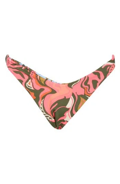 Maaji Twister Splenour Reversible Bikini Bottoms In Pink/green Multicolor