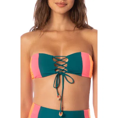 Maaji Verdant Breeze Nomad Multifit Reversible Bikini Top In Green